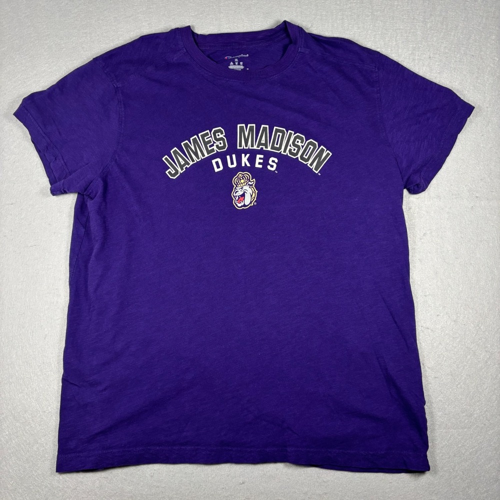 Champion James Madison Dukes T Shirt Purple Adult Size XL JMU College NCAA Tee